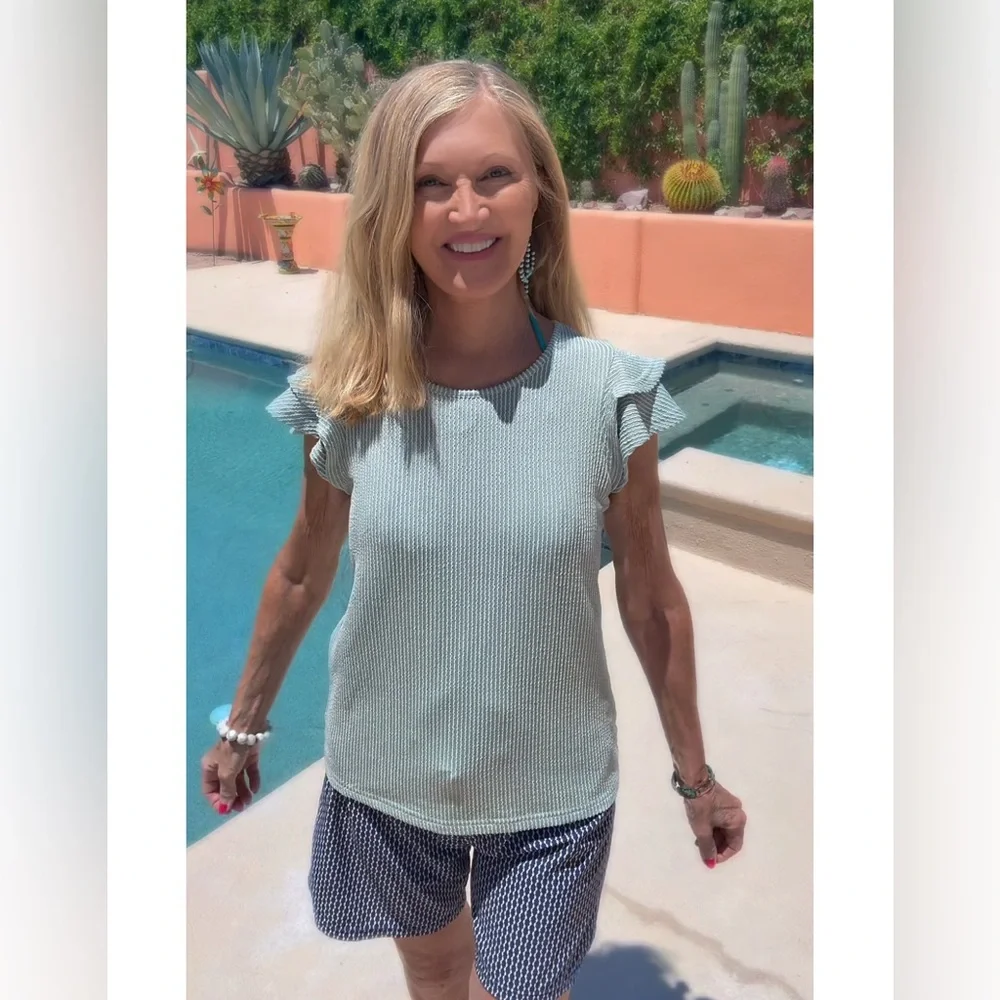 NWT Striped Green Top-S - Picture 9 of 17